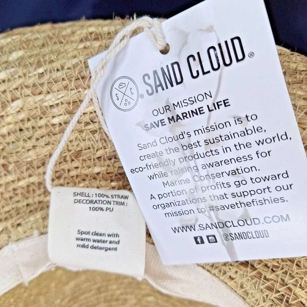 Sand Cloud Hat Straw Woven Summer Beach Rolled Wide Bim Flexible Eco Beach Core